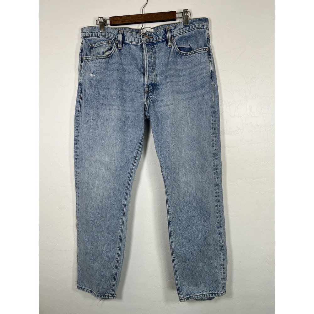 Frame Jeans Womens SZ 30 Le Slouch Light Wash Distressed Hem Cotton Button Fly